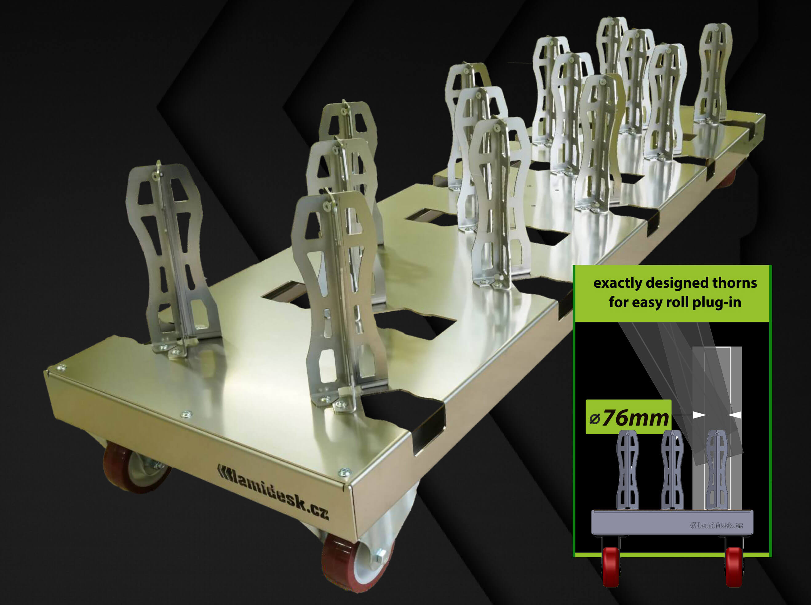 Stainless rollstand with 14 thorns