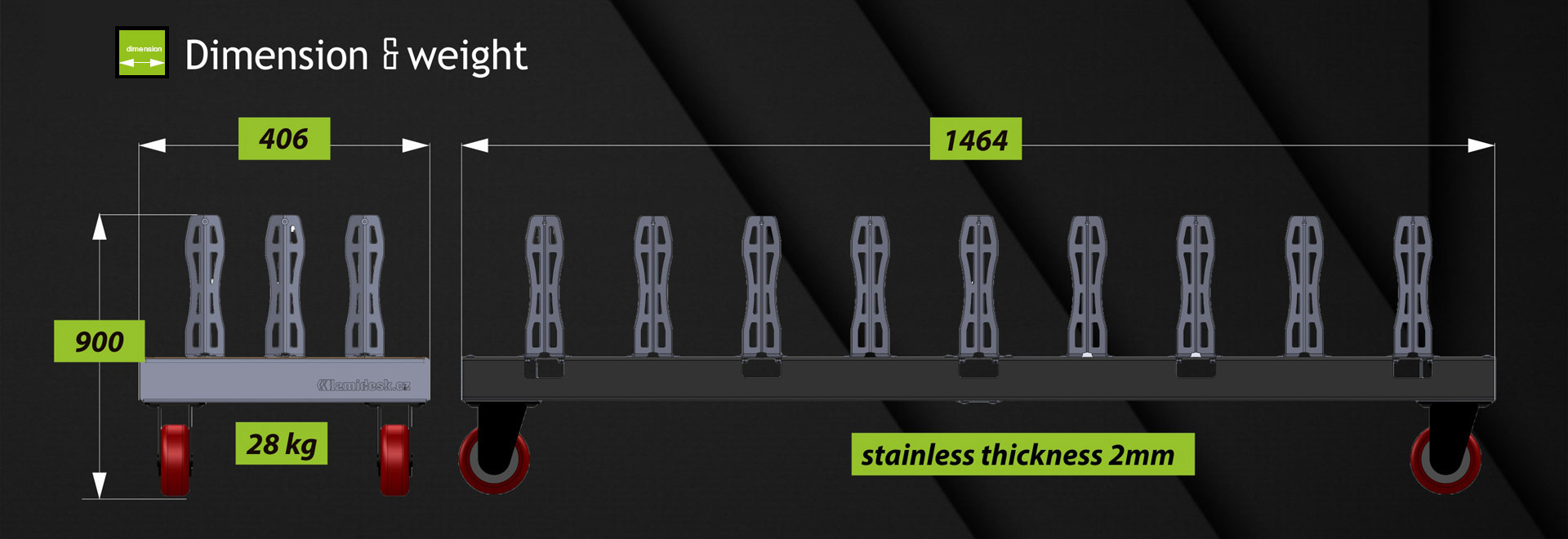 Rollstand Stainless dimensions